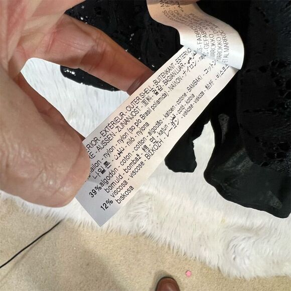 Zara XS Black Lace Collared Mini Shirt Dress Gold Buttons Party - Picture 9 of 9